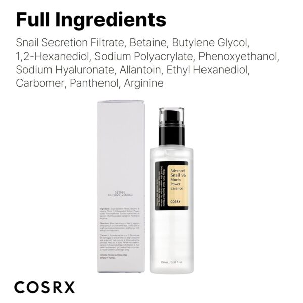 COSRX Snail 96% Mucin Power Repairing Essence 3.38 fl.oz 100ml - Image 4